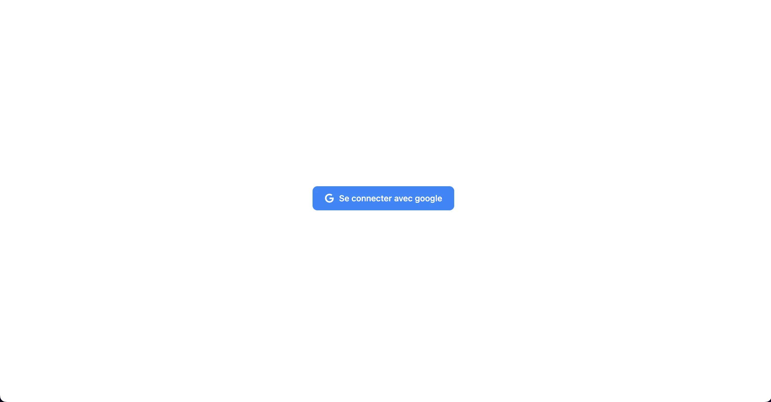 cpature d'une page de connexion avec un bouton se connecter avec google centré au milieu de la page